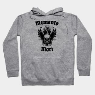 Memento Mori - Winged Skull in Black Hoodie